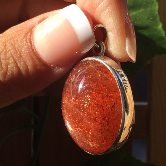 HIGH QUALITY Genuine Sunstone Pendant - 925 Silver - Large Stone - Picture 7 of 11